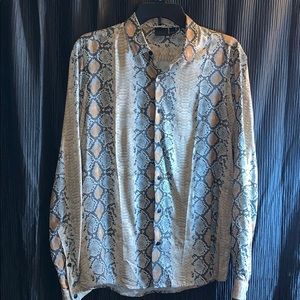 ASOS Regular snakeskin print shirt in ston